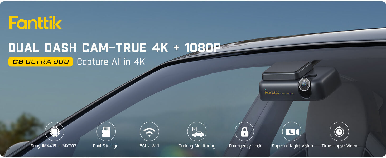 Fanttik C8 Apex True 4K UHD Dash Cam - Capture Every Detail