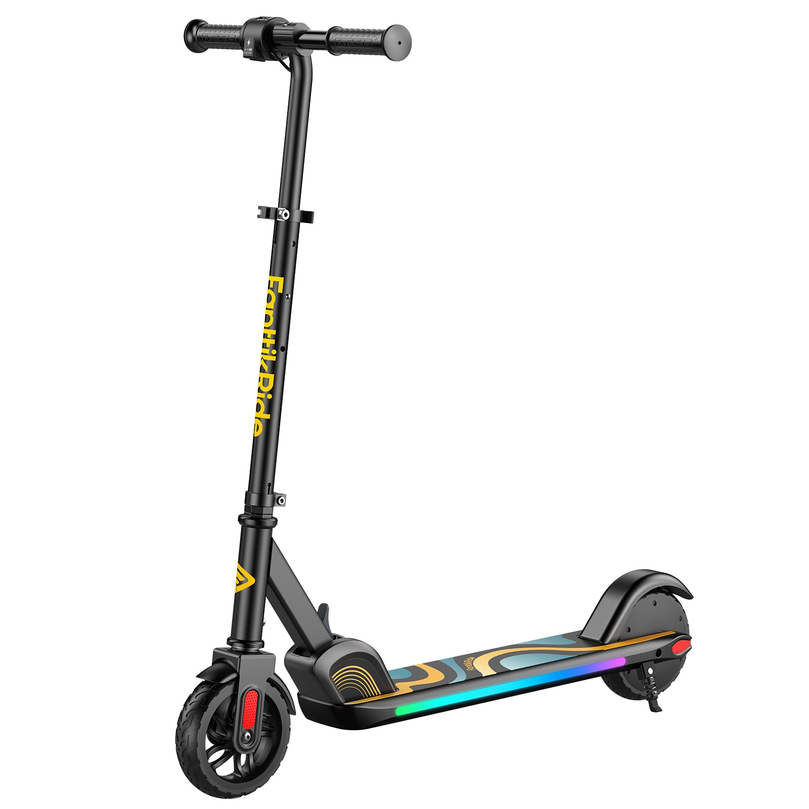FanttikRide C9 Pro Electric Scooter for Kids Ages 8-12, Colorful Rainbow Lights, 5/8/10MPH, 5 Miles Range, LED Display, Adjustable Height, Foldable, Gifts for Boys and Girls up to 132 lbs
