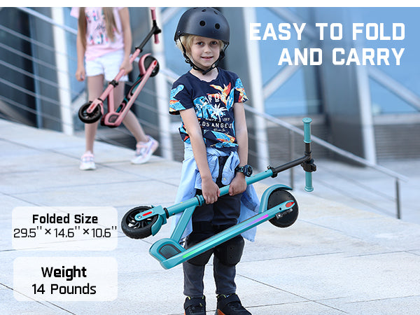 FanttikRide C9 Pro Electric Scooter for Kids Ages 8-12, Colorful Rainbow Lights, 5/8/10MPH, 5 Miles Range, LED Display, Adjustable Height, Foldable, Gifts for Boys and Girls up to 132 lbs