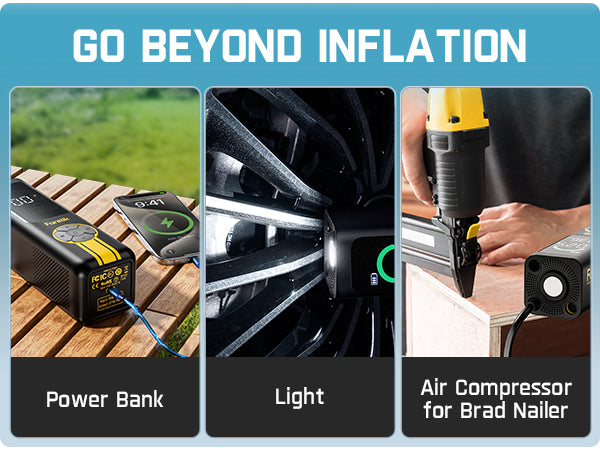 Fanttik X10 Cross Tire Inflator Portable Air Compressor, Fast Inflation/Deflation Air pump, 150PSI Cordless Inflator with Light and Power Bank, Ideal for Car, Bike, Air Mattress, Kayak, Swimming Ring