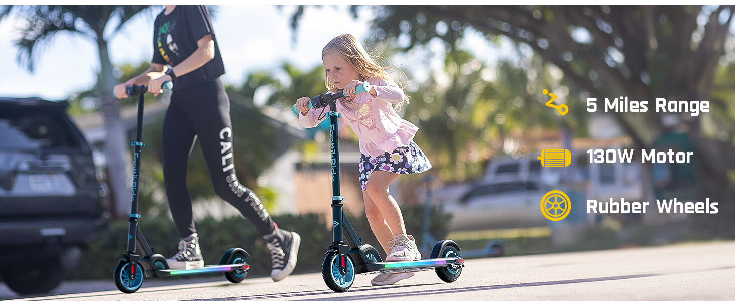FanttikRide C9 Apex Electric Scooter for Kids Ages 8-12, Bluetooth Music Speaker, Colorful Rainbow Lights, 5/8/10MPH, 5 Miles Range, Adjustable Height, Foldable, Gift for Teens up to 132 lbs, Pink