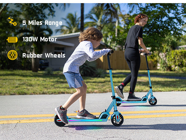 FanttikRide C9 Pro Electric Scooter for Kids Ages 8-12, Colorful Rainbow Lights, 5/8/10MPH, 5 Miles Range, LED Display, Adjustable Height, Foldable, Gifts for Boys and Girls up to 132 lbs