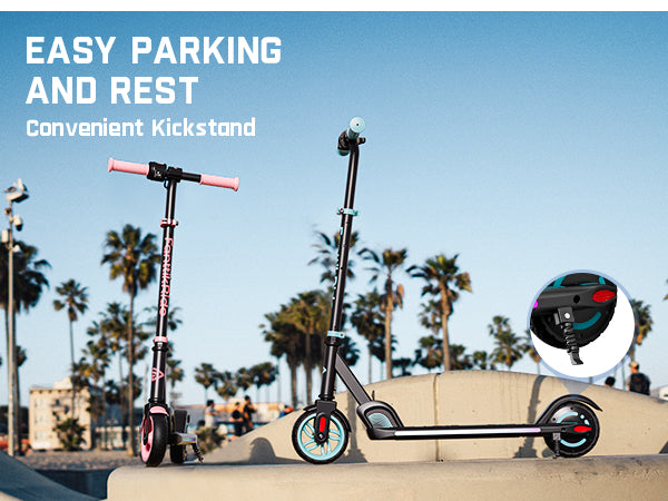 FanttikRide C9 Apex Electric Scooter for Kids Ages 8-12, Bluetooth Music Speaker, Colorful Rainbow Lights, 5/8/10MPH, 5 Miles Range, Adjustable Height, Foldable, Gift for Teens up to 132 lbs, Pink