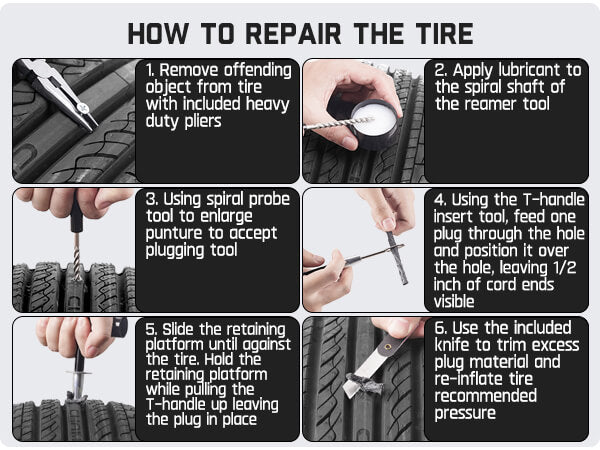 Fanttik Tire Repair Kit-24pcs Heavy Duty Tire Plug Kit, Fix Punctures and Plug Flats Patch, Universal Tire Repair Tools for Autos, Cars, Motorcycles, Trucks, ARBs, ATVs, Tractors, RVs, SUVs, Trailers
