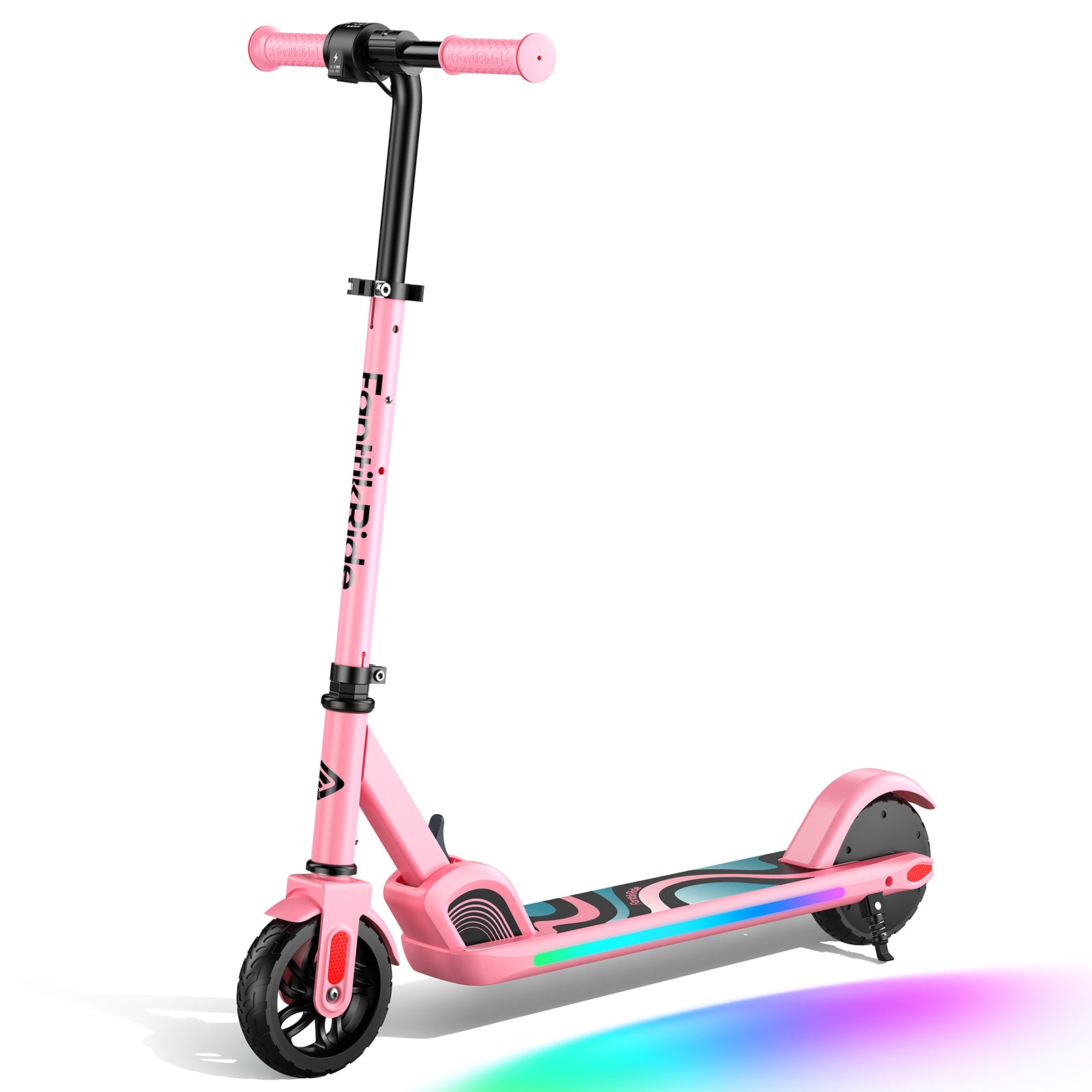 FanttikRide C9 Pro Electric Scooter for Kids Ages 8-12, Colorful Rainbow Lights, 5/8/10MPH, 5 Miles Range, LED Display, Adjustable Height, Foldable, Gifts for Boys and Girls up to 132 lbs