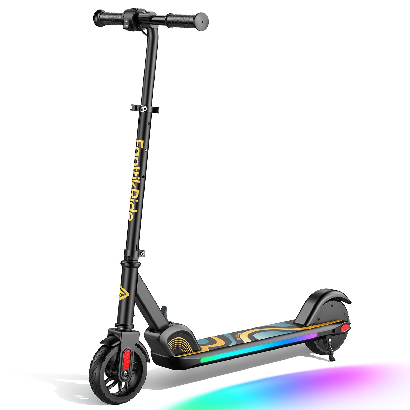 FanttikRide C9 Pro Electric Scooter for Kids Ages 8-12, Colorful Rainbow Lights, 5/8/10MPH, 5 Miles Range, LED Display, Adjustable Height, Foldable, Gifts for Boys and Girls up to 132 lbs