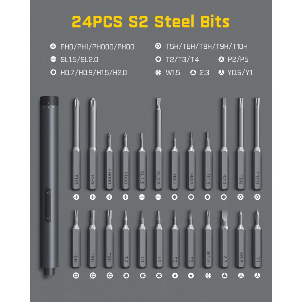 Fanttik E1 Pro Mini Precision Electric Screwdriver has 24PCS Precision Screwdriver Set