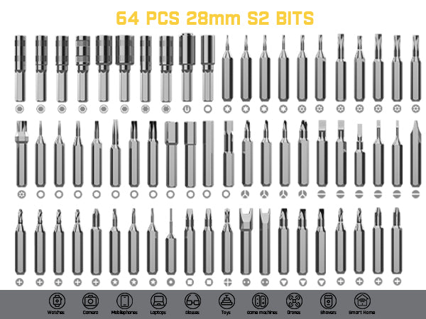 Fanttik E1 NEX Workstation Precision Electric Screwdriver Kit, 64 Magnetic Bits, 12 Types Fix Tools, 2 Torque Settings, Max. 3 N.m, Repair Tool for Phone Laptop Cameras Watch Electronics