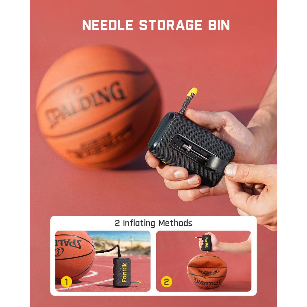 Fanttik X8 Nano Electric Ball Pump-Portable size with needle storage bin, no more hassles of missing needles or needle bending.