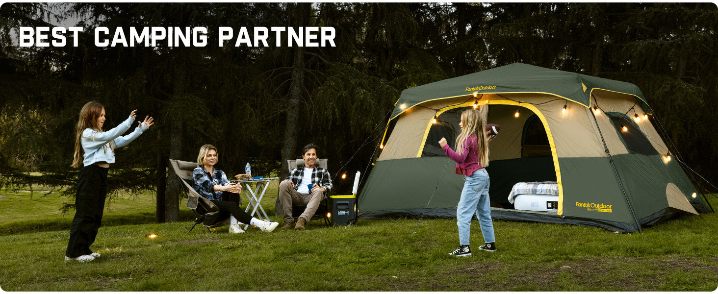 FanttikOutdoor Zeta C8 Pro Camping Tent 8 Person Instant Cabin Tent Setup in 60 Seconds with Rainfly & Windproof Portable Tent with Carry Bag for Family Camping & Hiking