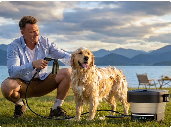 Fanttik NB10 Fold Cordless Electric Pressure Washer, Foldable Sprayer Washer w/3.2gal Tank, HD LED Display, 5-in-1 Nozzle, Max 220PSI, with Camping Light, Type-C Charging, for Patio, Camping