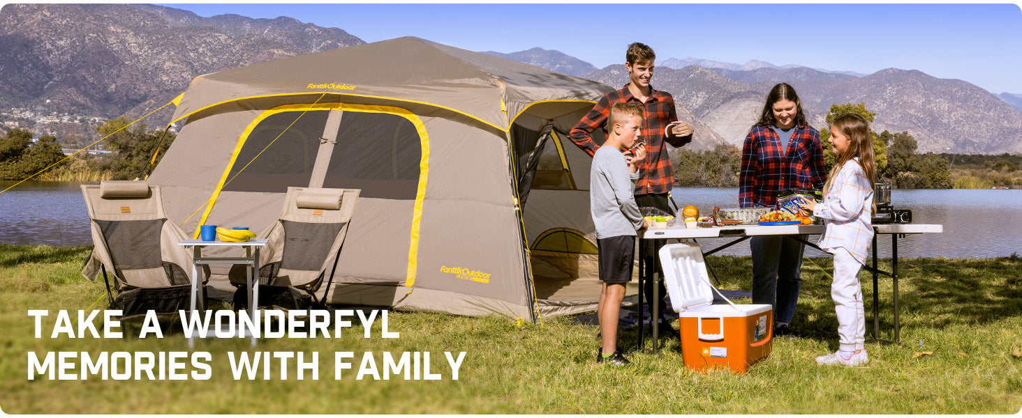 FanttikOutdoor Camping Tent, Lightweight 8 Person Instant Cabin Tent Setup in 60 Seconds with Rainfly & Windproof, Portable with Carry Bag for Family Camping & Hiking, Upgraded Ventilation