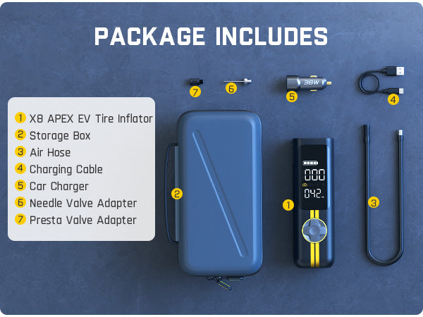 Fanttik X8 APEX EV Tire Inflator Portable Air Pump, 2X Faster Inflation, 150PSI Cordless Air Compressor with Pressure Gauge, Powerful Battery, Fits Electric Cars, Cars, Bike, Ball, Deluxe Package