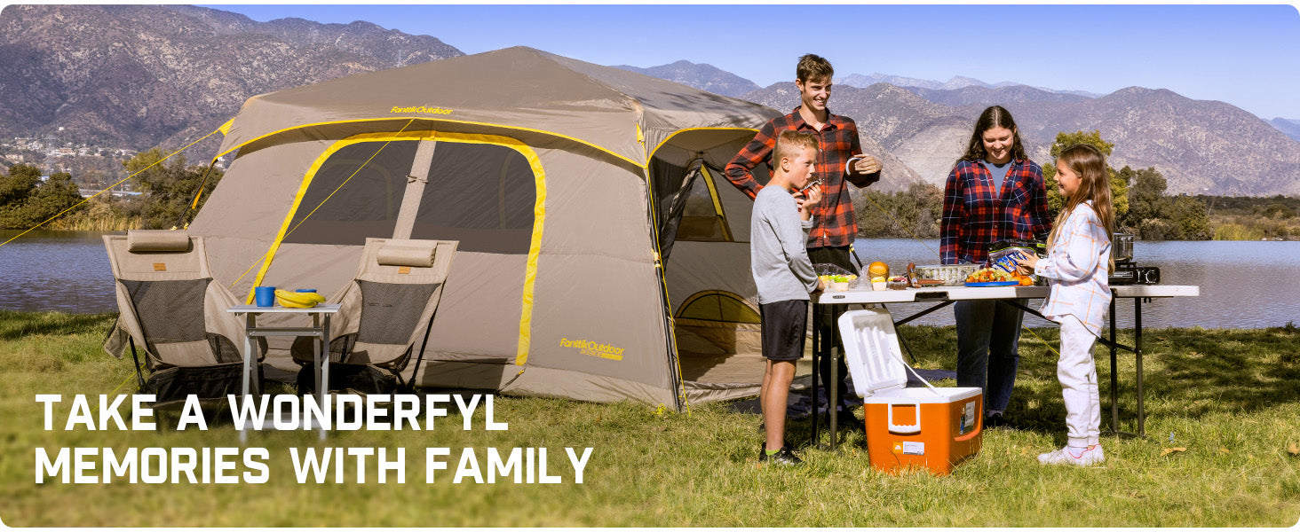 FanttikOutdoor Camping Tent, Lightweight 10 Person Instant Cabin Tent Setup in 60 Seconds with Rainfly & Windproof, Portable with Carry Bag for Family Camping & Hiking, Upgraded Ventilation
