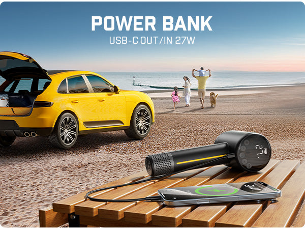 Fanttik X9 Classic Portable Tire Inflator, Jet-Inflate/Deflate Air Compressor with Light and Power Bank, 150PSI Cordless Air Pump for Car, Motorcycle, Bike, Ball, Air Mattress, Kayak, Swimming Ring