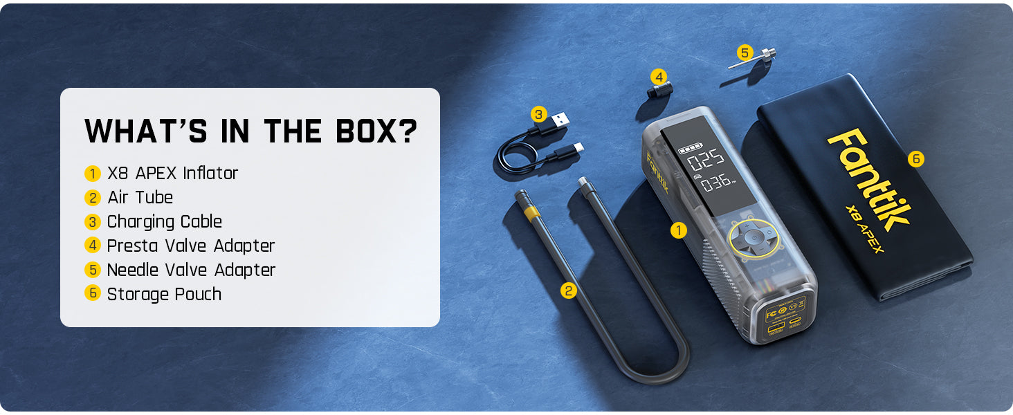 Fanttik X8 APEX Tire Inflator Portable Air Compressor, 1 Min Fast Inflation, 150PSI Cordless Tire Inflator with LED Dual Screen, Suitable for Car, Bike, Motorcycle, Up to 26.3″ Tires