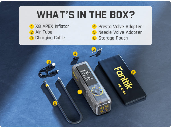 Fanttik X8 APEX Tire Inflator Portable Air Compressor, 1 Min Fast Inflation, 150PSI Cordless Tire Inflator with LED Dual Screen, Suitable for Car, Bike, Motorcycle, Up to 26.3″ Tires