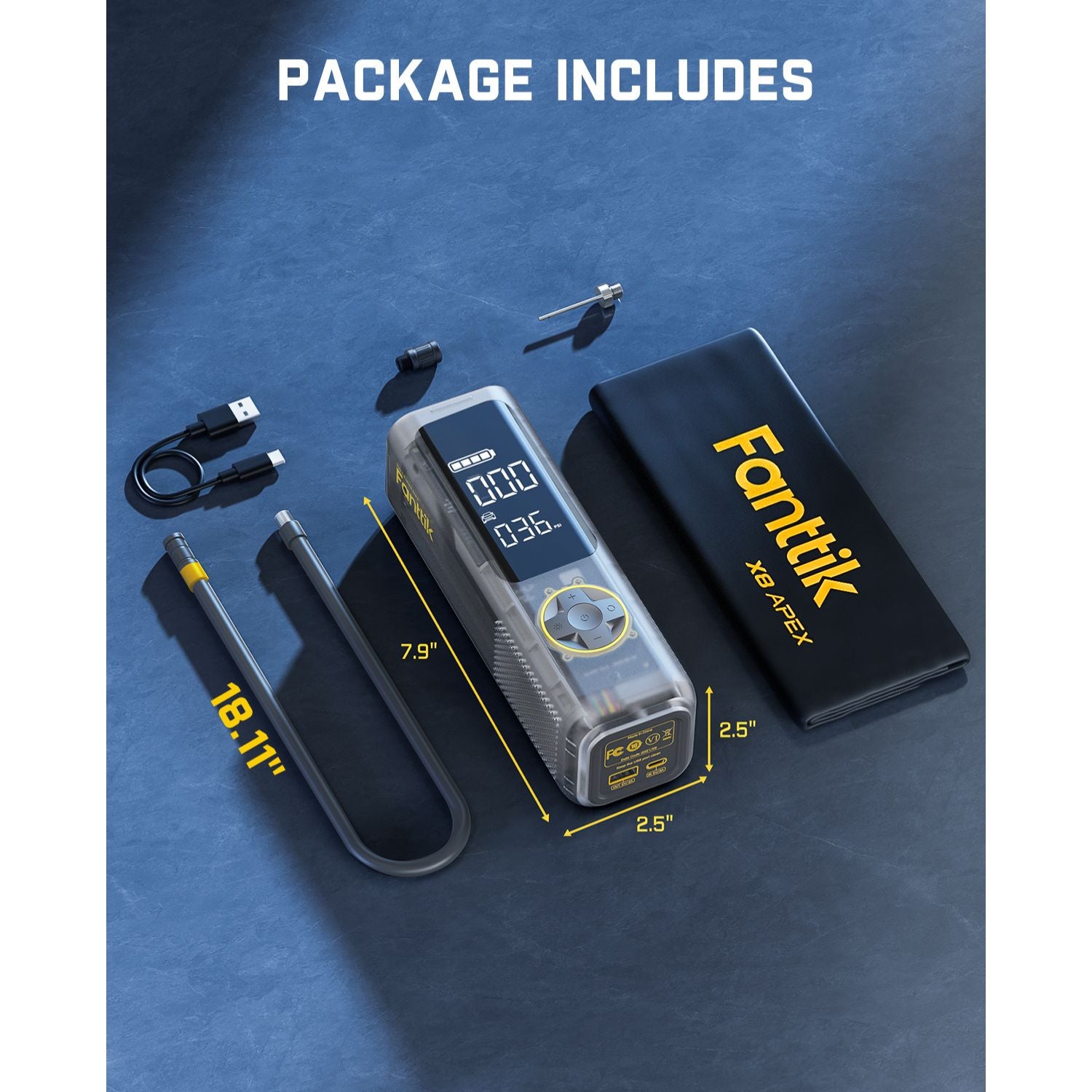 Fanttik X8 Apex Tire Inflator Package Contents