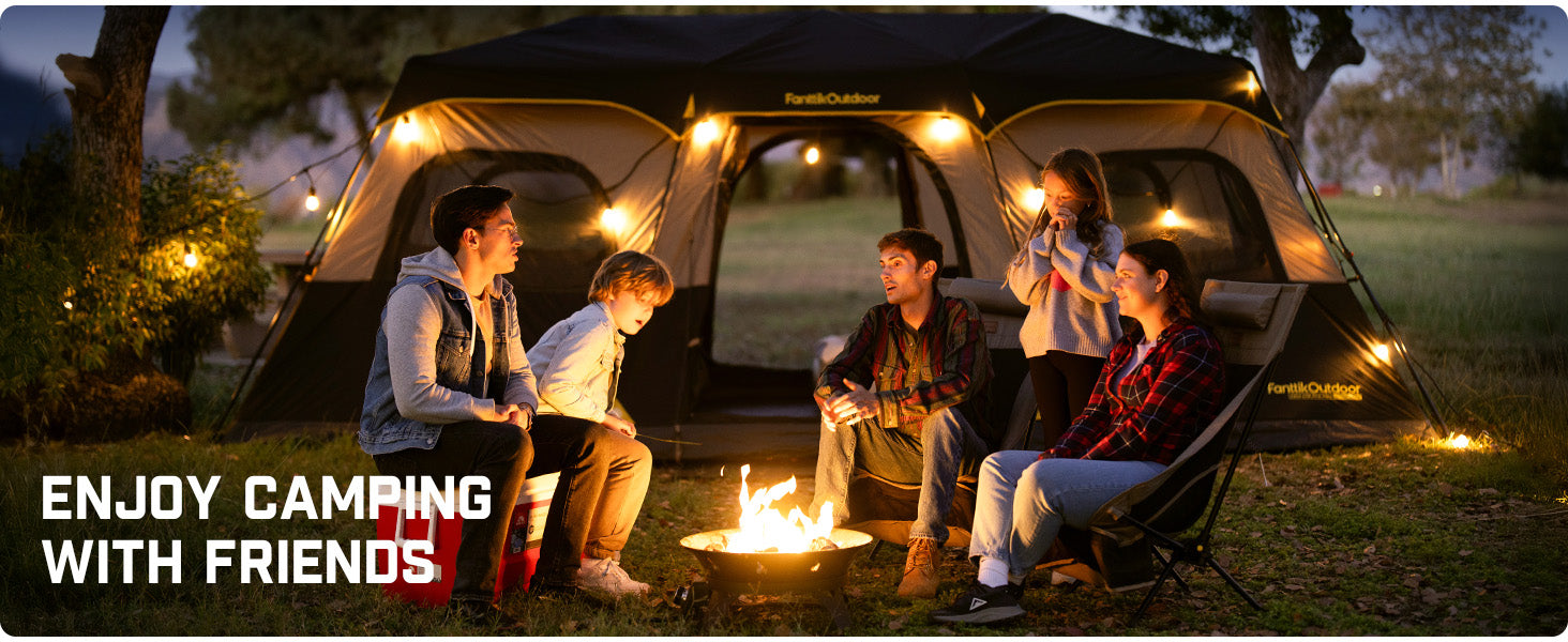 FanttikOutdoor Instant Cabin Tent 12 Person Camping Tent Setup in 90 Seconds with Rainfly & Windproof Portable with Carry Bag for Family Camping & Hiking, Upgraded Ventilation