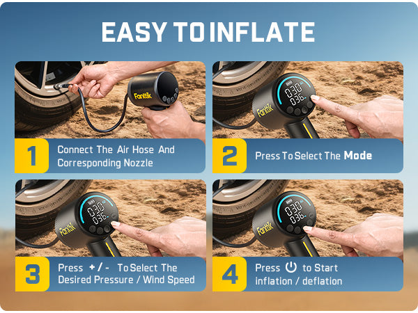 Fanttik X9 Classic Portable Tire Inflator, Jet-Inflate/Deflate Air Compressor with Light and Power Bank, 150PSI Cordless Air Pump for Car, Motorcycle, Bike, Ball, Air Mattress, Kayak, Swimming Ring