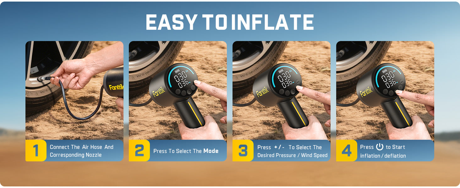 Fanttik X9 Classic Portable Tire Inflator, Jet-Inflate/Deflate Air Compressor with Light and Power Bank, 150PSI Cordless Air Pump for Car, Motorcycle, Bike, Ball, Air Mattress, Kayak, Swimming Ring