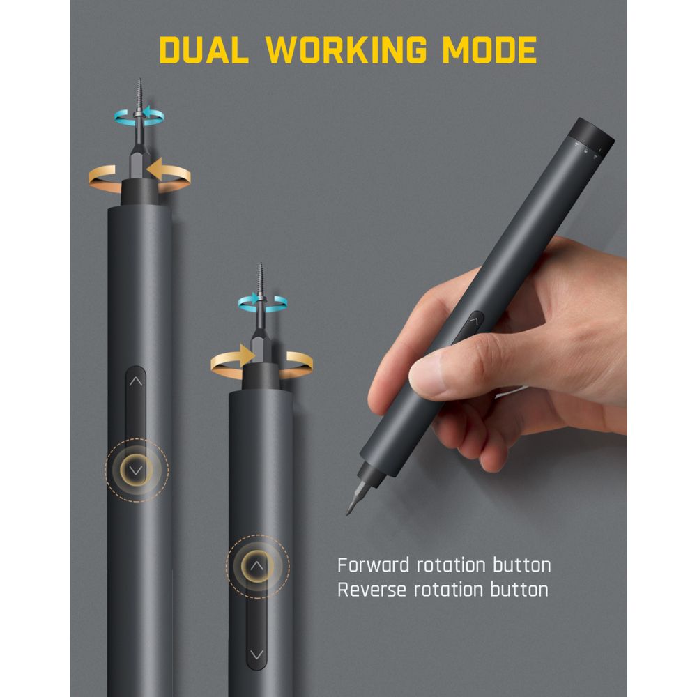 E1 PRO Precision Electric Screwdriver can work continuously for 2 hours, which is completely enough for your electronic repair work. Suitable for tablet computers, mobile phones, watches, electronic bracelets, cameras, precision instruments, etc.