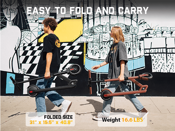 FanttikRide T9 Electric Scooter for Teenage Kids, 7/10/12 MPH, Visible Battery Level, Height Adjustable and Foldable, Electric Scooter for Kids 13+, The Best Gift for Kids (Black)