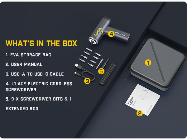 Fanttik L1 Ace Cordless Power Screwdriver, Electric Screwdriver Kit with EVA Storage Bag