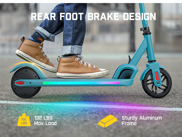 FanttikRide C9 Pro Electric Scooter for Kids Ages 8-12, Colorful Rainbow Lights, 5/8/10MPH, 5 Miles Range, LED Display, Adjustable Height, Foldable, Gifts for Boys and Girls up to 132 lbs