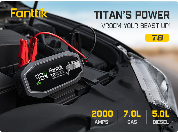 Fanttik T8 1300 Amp Jump Starter, 12V Extreme Safe Lithium Portable Jump Starter