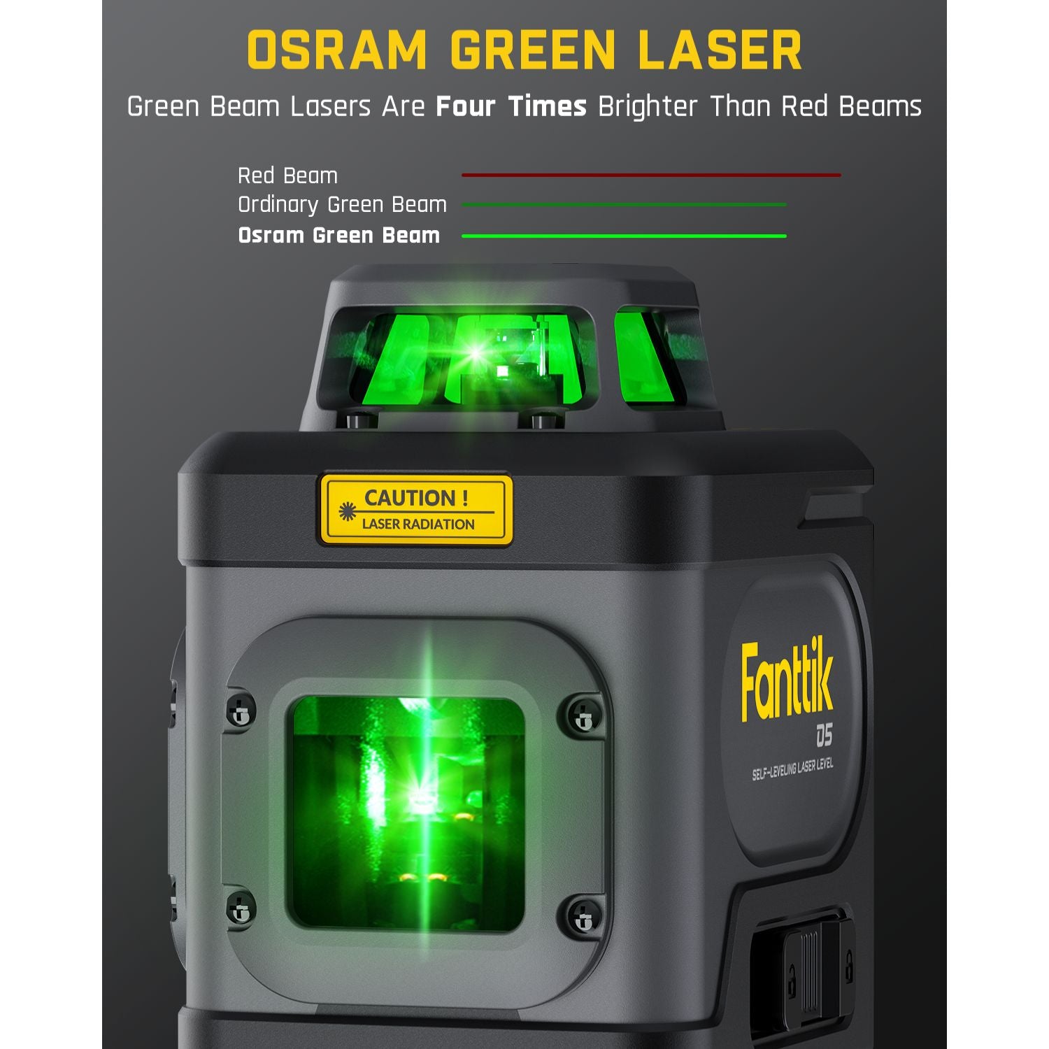 Fanttik D5 Laser Level 360°, Self-Leveling Green Cross Line Laser 100 ft, 4000 mAh Rechargeable Battery, Magnetic Bracket, for Picture Hanging and Renovation