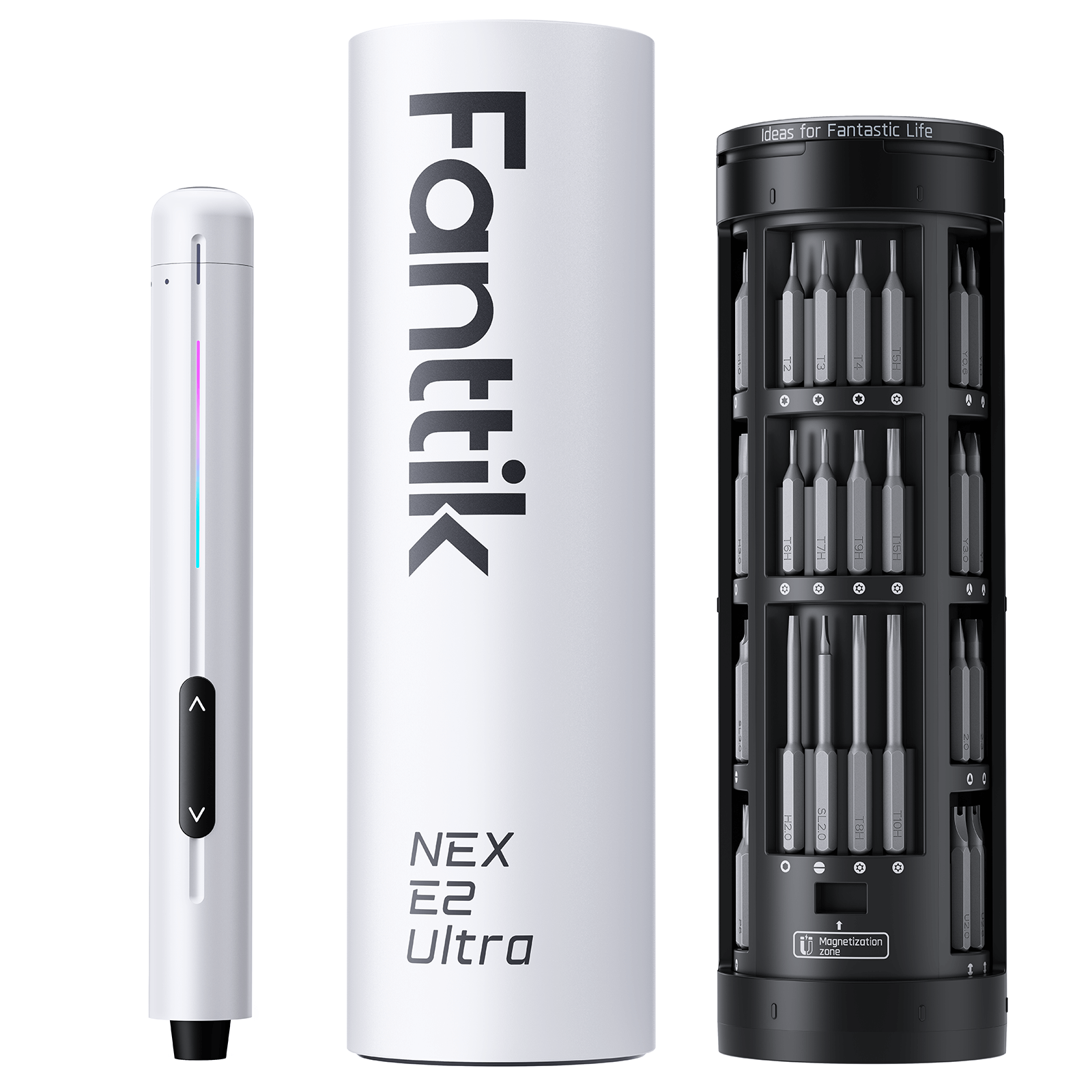 Fanttik E2 Ultra 3.7V Mini Electric Screwdriver, Electric Screwdriver Cordless, Max 0.6N.m, 50 Magnetic Bits, 5/32'' Hex, Magnetic Storage, Repair Tool for Electronics Phone Camera Laptop Appliances