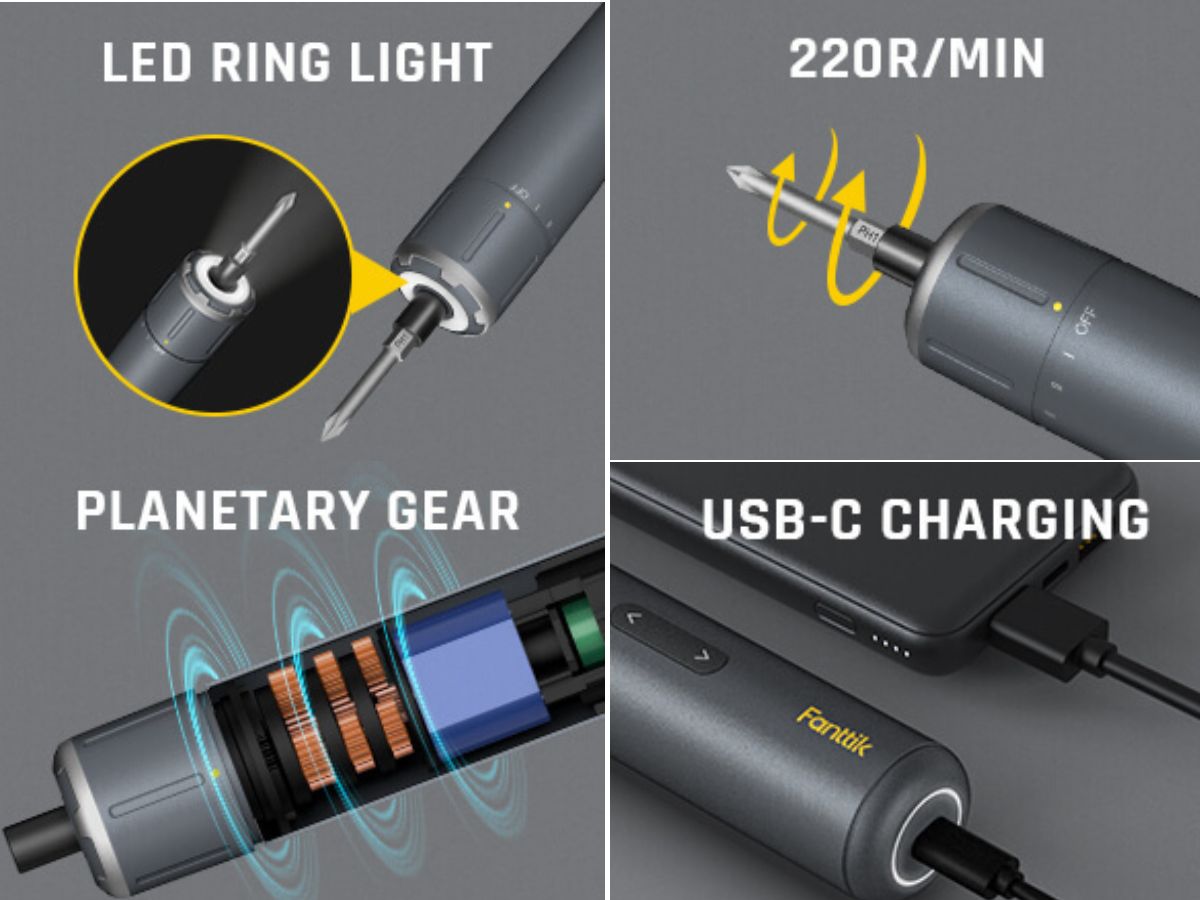 Fanttik NEX S1 Pro Cordless Power Screwdriver, Electric Screwdriver Set with 16 Bits