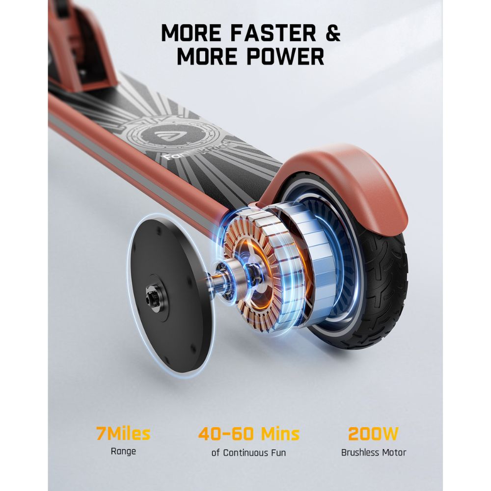FanttikRide T9 Apex Electric Scooter for Kids 13+ 200W Motor, LED Colorful Lights with Bluetooth Music Speaker, 7/10/12 MPH Digital Display, Adjustable Height, Foldable E-Scooter for Teens