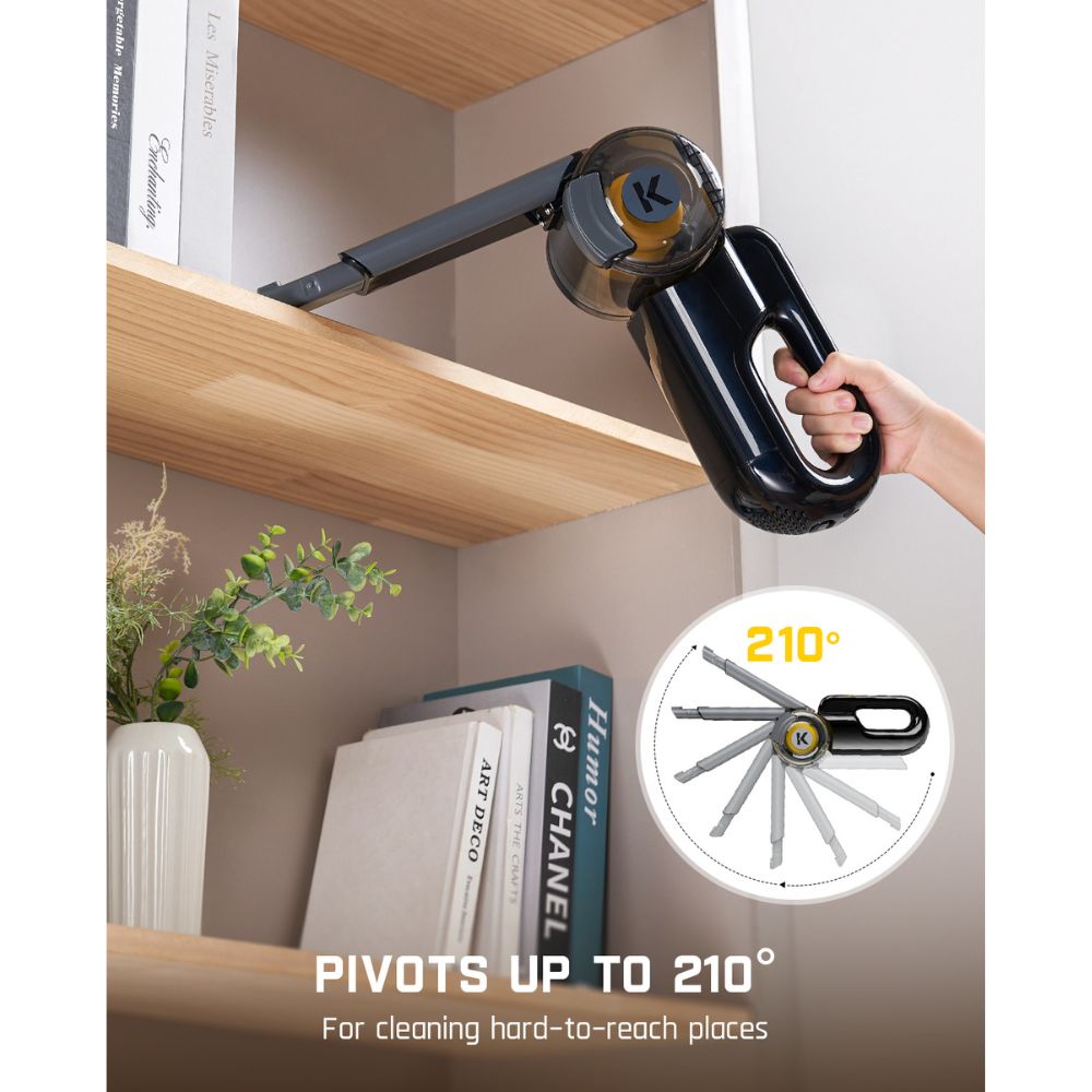 Fanttik DynamicClean™ V10 Mate Pivoting Cordless Handheld Vacuum, 14kPa/40AW, 2.5H Fast Charge, 16.9 oz Large Dustcup, 100W Brushless Motor& LED Light, Portable Vacuum for Car Home Cleaning