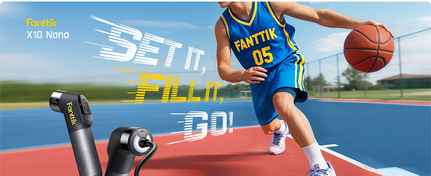 Fanttik X10 Nano Electric Ball Pump Inflation and Deflation, Ultra Fast Inflation with Precise Pressure Gauge, Ball Pump for Basketball, Soccer, Football, Volleyball (Max 19.9PSI)