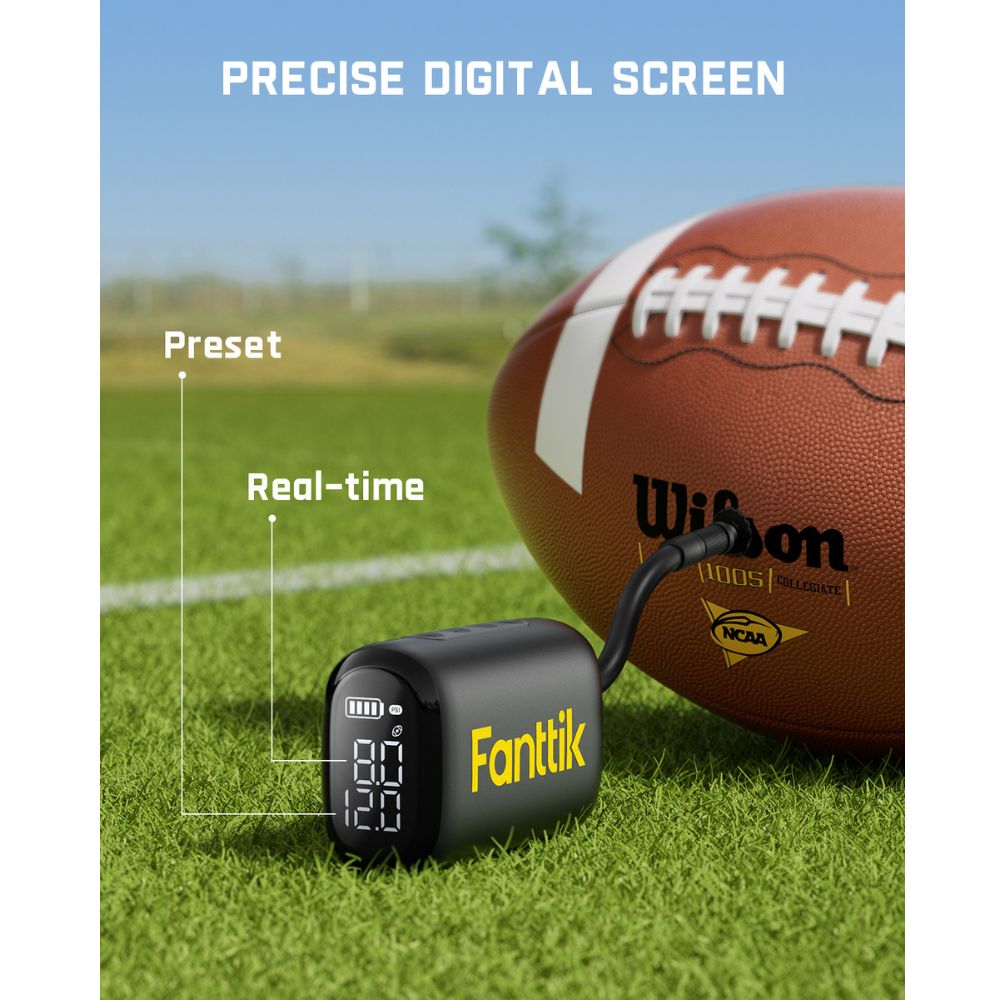 Fanttik X9 Nano Electric Ball Pump for Sports Balls, Portable Fast Inflation with Precise Pressure Gauge and LED Display, Perfect for Football, Soccer, Basketball, Volleyball, Includes Needle