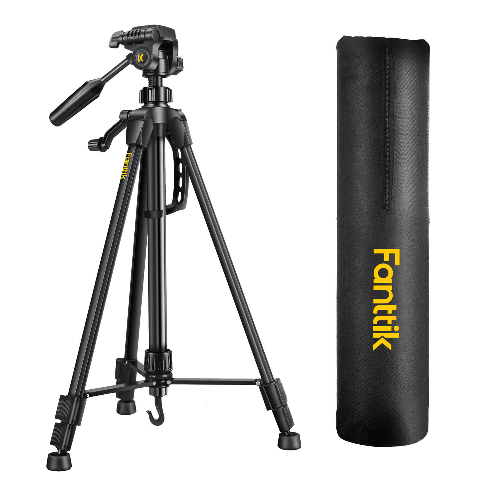 Fanttik DT1 Tripod, Laser Level Tripod with 3-Way Flexible Pan Head, Quick Release Plate with 1/4"-20 Screw Mount and Bubble Level, for Measurement Tools and Cameras