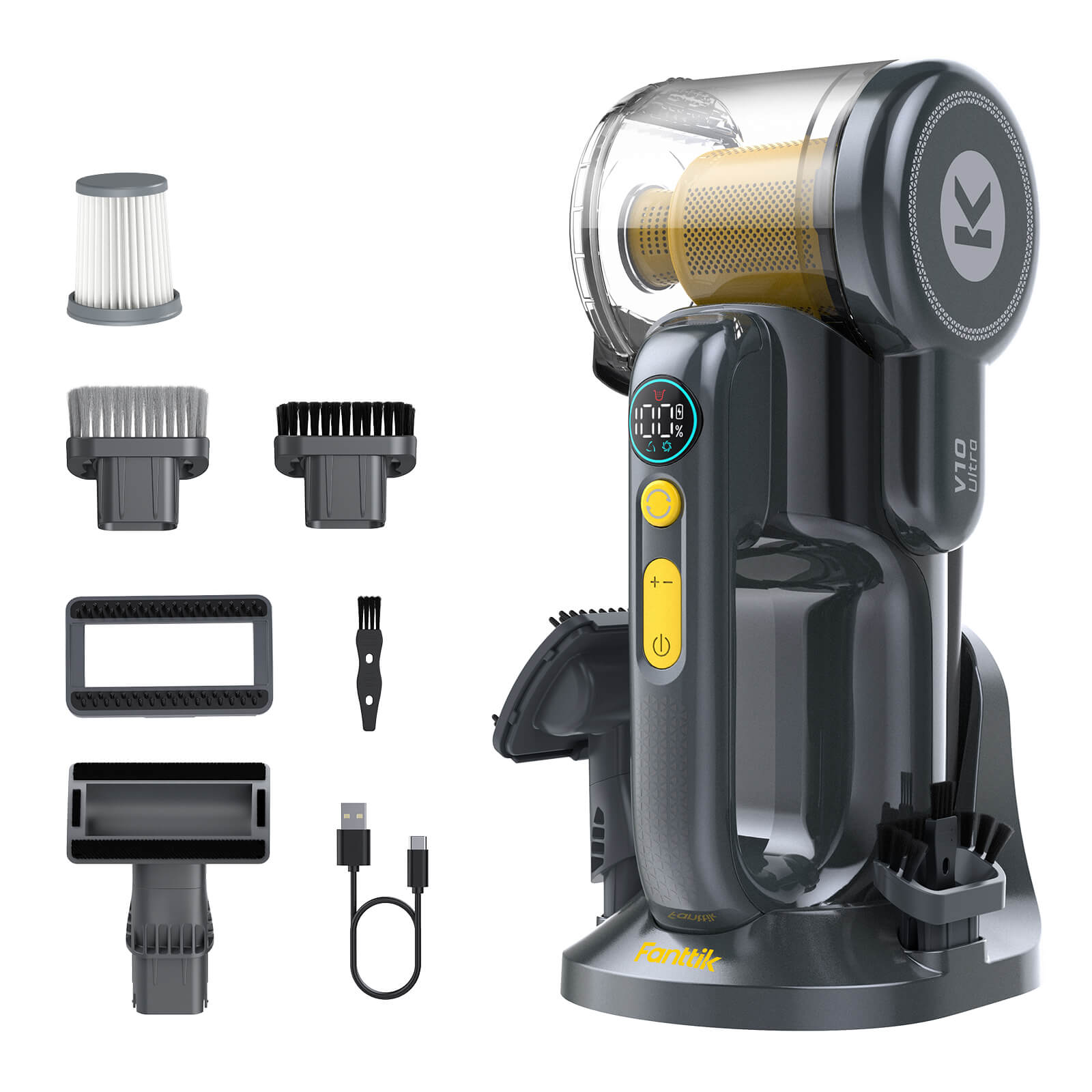 Fanttik Fold V10 Ultra Deluxe Handheld Vacuum Cordless, DynamicClean™ Dustbuster Vacuum for Home, Car
