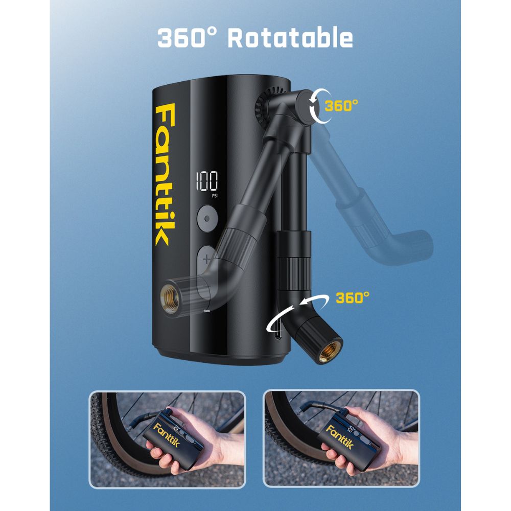 Fanttik X9 Ace Mini Bike Tire Pump, 32s Fast Inflate Bike Pump with Guage, 150PSI Electric Air Pump with Presta and Schrader Valve, Suitable for Road Bike, Mountain Bike, E-Bike, City Bike