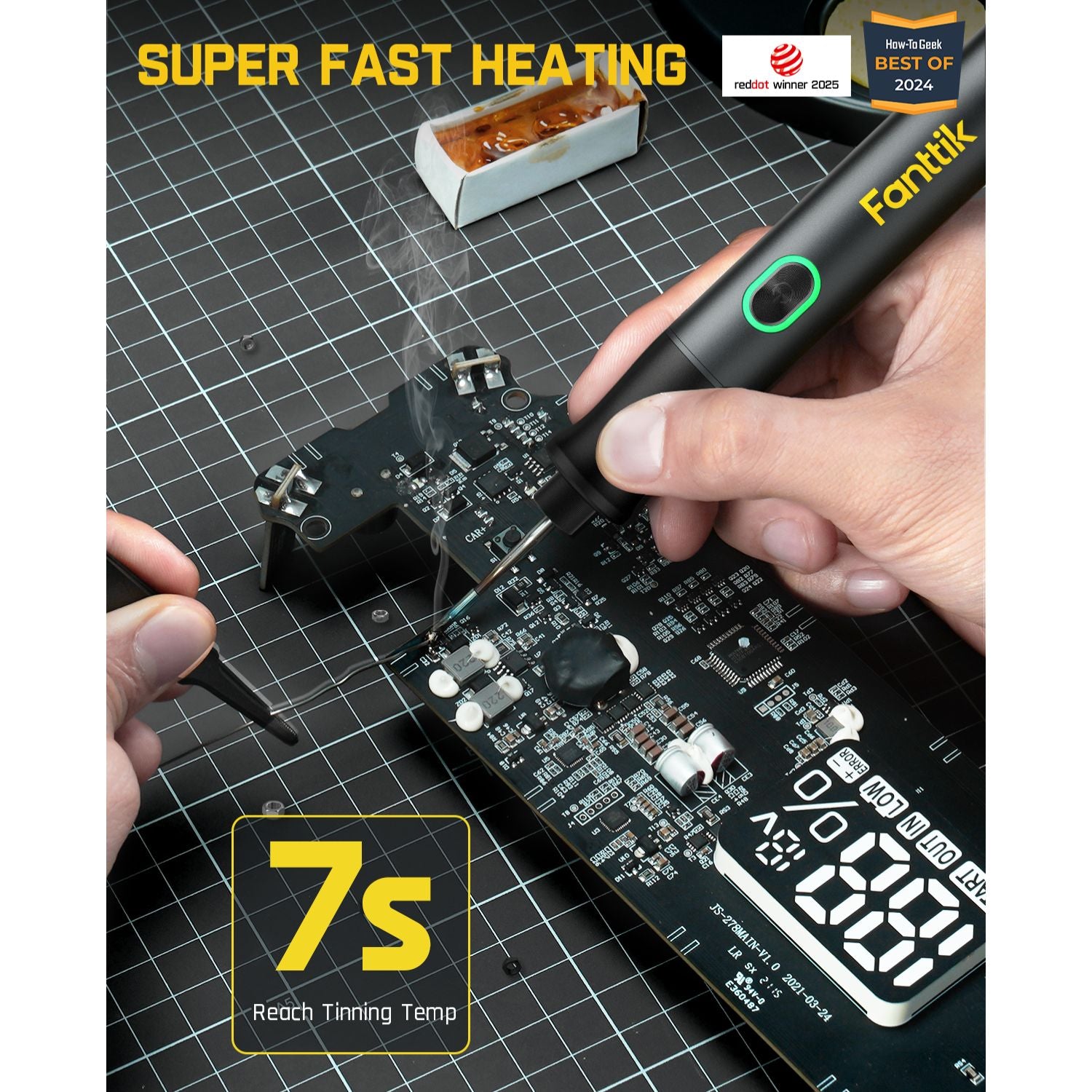 Fanttik T1 Max Soldering Iron Kit, Cordless Soldering Iron, 7 Seconds Fast Heating(390°F-840℉), Auto Sleep, 4 Precision Soldering Tips(C210), 360° Swivel Stand, Soldering Iron for Precision Repair