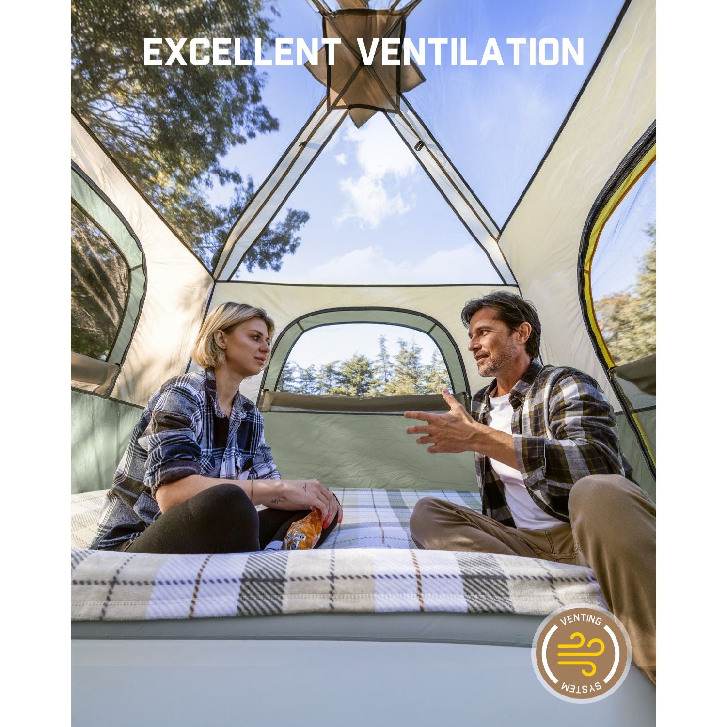 FanttikOutdoor Zeta C4 Pro Camping Tent 4 Person Instant Cabin Tent Setup in 60 Seconds with Rainfly & Windproof Portable Tent with Carry Bag for Family Camping & Hiking