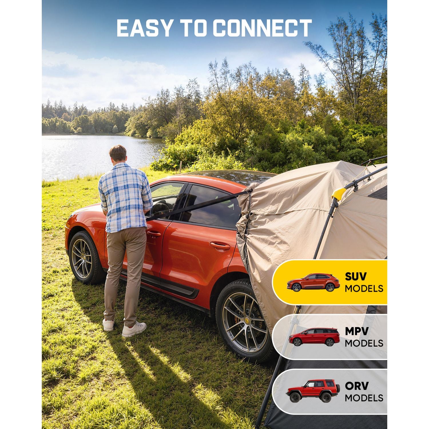 FanttikOutdoor Beta C6 Apex SUV Tent 6 Person Instant Cabin Car Tent Setup in 60 Seconds with Rainfly & Windproof Portable with Carry Bag for Family Camping, Upgraded Ventilation, Khaki