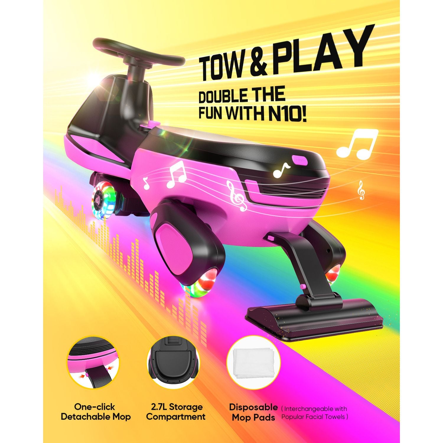 FanttikRide N10 Classic 6V Electric Wiggle Car with Pedal-PINK