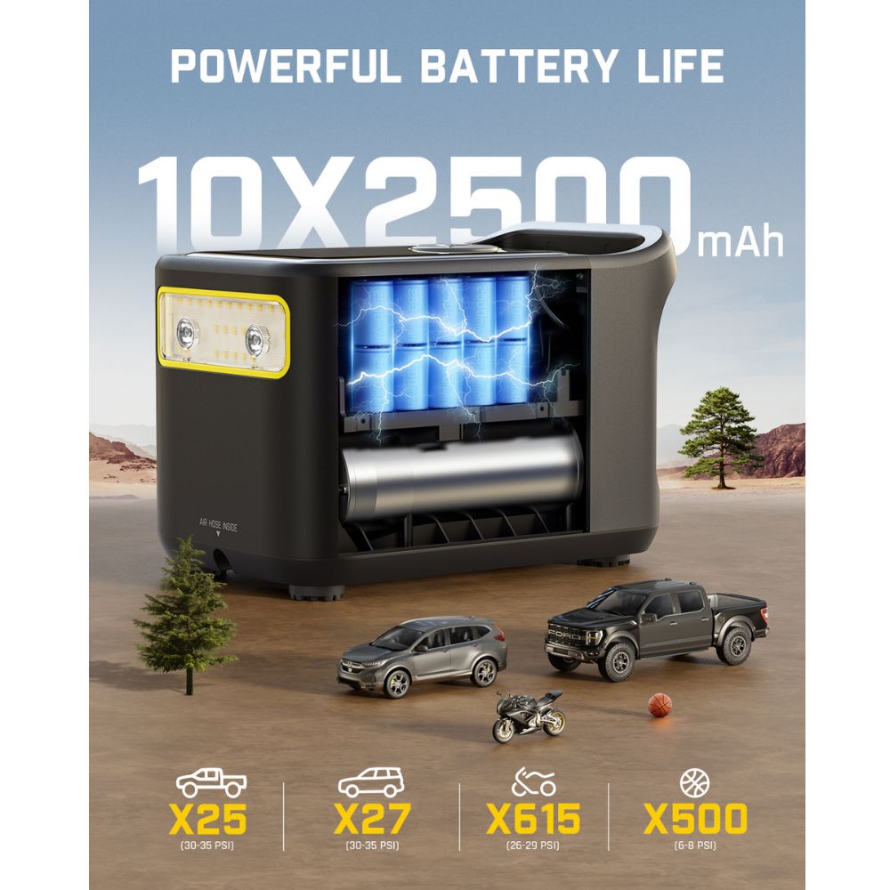 Fanttik X9 Ultra™ Portable Tire Inflator for Pickup Trucks | 3-in-1 Air Pump, Power Station, Flashlight | 6× Faster Inflator with Digital Gauge | Air Compressor for Cybertruck, SUV, EV, Compact Car