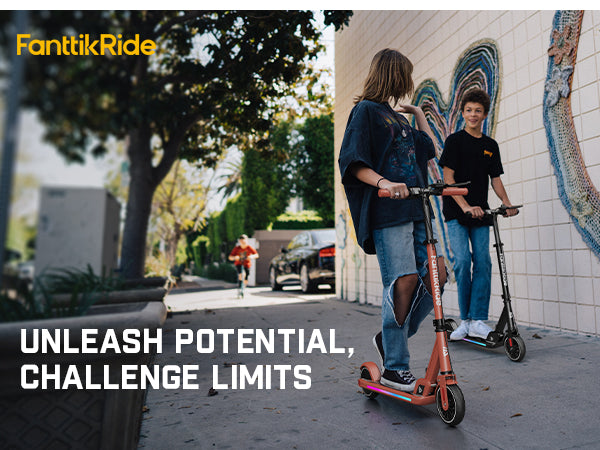 FanttikRide T9 Apex Electric Scooter for Kids 13+ 200W Motor, LED Colorful Lights with Bluetooth Music Speaker, 7/10/12 MPH Digital Display, Adjustable Height, Foldable E-Scooter for Teens