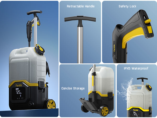 Fanttik NB8 Ultra Cordless Pressure Washer w/4.0 Gal Tank, Max 725PSI Electric Power Washer with 5-in-1 Nozzle, 20FT Hose, Adjustable Pressure, Foam Cannon Power Washer Cleaning for Car Washing, Patio