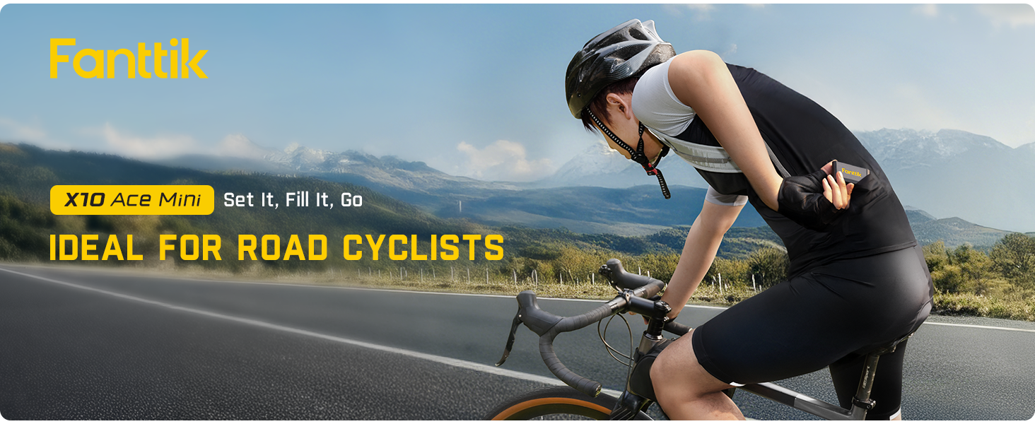 Fanttik X10 Ace Mini Tiny Bicycle Pump with Gauge, 120PSI Electric Bike Pump with Presta and Schrader Valve, Auto Stop, Fast Inflation for Road Bike, MTB, Bicycle Motocross, E-Bike