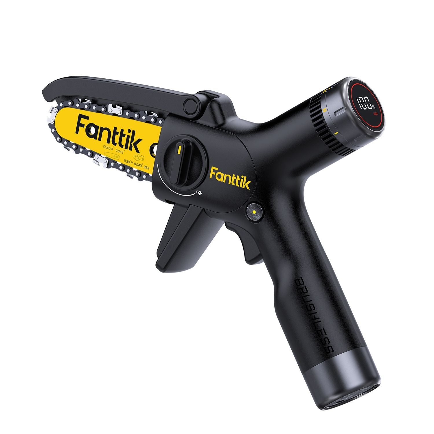 Fanttik W10 APEX Mini Chainsaw with LED Display, Brushless Motor, 2500 mAh, Handheld Electric Chainsaw Cordless for Tree Wood, Tools for Household and Garden