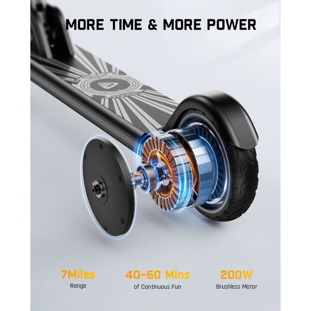 FanttikRide T9 Apex Electric Scooter for Kids 13+ 200W Motor, LED Colorful Lights with Bluetooth Music Speaker, 7/10/12 MPH Digital Display, Adjustable Height, Foldable E-Scooter for Teens